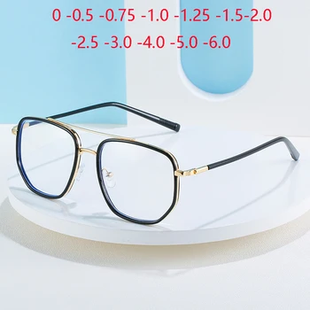 Çift ışın Poligon Bitmiş Miyopi Gözlük Kadın Erkek Öğrenci Shortsighted Reçete Gözlük Diyoptri 0-0. 5-1. 0-6. 0