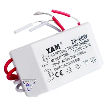 Elektronik transformatör AC 220 V için 12 V 20-60 W halojen ışık sürücü güç kaynağı