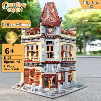 K127 Yaratıcı Uzman Moc Ruin Saray Sinema Son Abd Sokak Görünümü Modualr Modeli oyuncak inşaat blokları Doğum Günü Hediyeleri 2193 adet