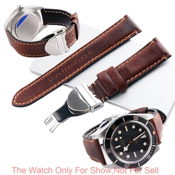 Rolamy 20 22mm Hakiki Deri Yedek Bilek Watchband Kayışı Kemer Döngüler Bant Bilezikler Rolex Tudor Siyah Defne 58 Seiko