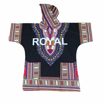 Dashiki Hood ile %100 % Pamuk Unisex Kraliyet Özelleştirmek Moda Dashiki Hoodies Gömlek Afrika Giysi Unisex için