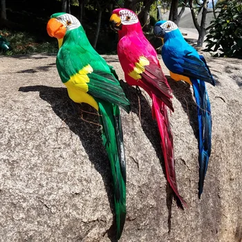 1 ADET 45cm Yapay Tüy Renk Papağan Dekorasyon Süs Zanaat Köpük Simüle Kuşlar Ev Bahçe Partisi Düğün Dekor