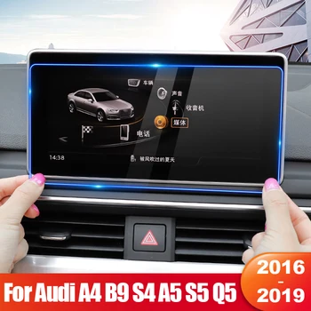 Audi için A4 B9 S4 A5 S5 Q5 2016-2019 Temperli Cam Araba Navigasyon Ekran Koruyucu Film Gösterge Paneli Çıkartmalar Aksesuarları