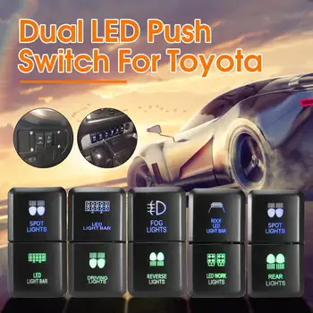 12V Çift Nokta Sis Sürüş Çatı Çalışma Ters Arka led ışık Çubuğu basmalı düğme anahtarı Toyota Prado Hilux Landcruiser İçin