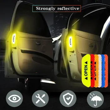 4 Adet / takım Araba Kapı Çıkartmalar Oto Dış İç Styling Dekorasyon Yansıtıcı Araba Çıkartmaları açık Logo Güvenlik Uyarısı