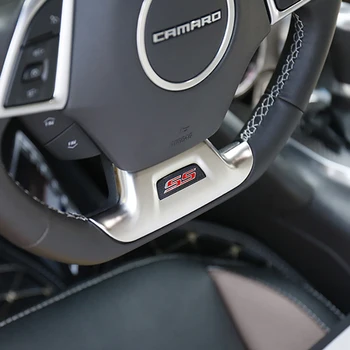 QHCP Chevrolet Camaro 2016-2021 İçin direksiyon kılıfı Trim Dekoratif Çerçeve Paslanmaz Çelik Etiket Araba Aksesuarları