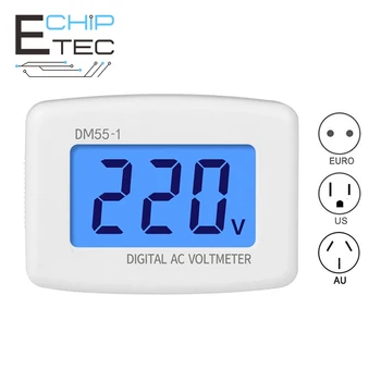 DM55-1 AC 80 - 300V Dijital Voltmetre AB ABD Plug Voltmetre Soket voltmetre lcd ekran Gerilim Metre 110V-220V