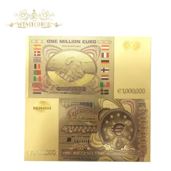10 Adet/grup Renkli Avrupa Banknot 1 Milyon Euro Banknot 24K Altın Folyo Sahte Para Hediyeler İçin