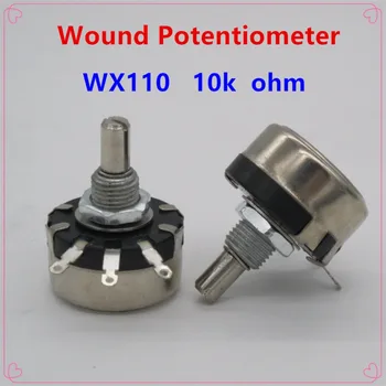 5 adet WX110 (010) 10k ohm 3 Lehimleme Terminalleri 6mm Yuvarlak metal şaft Tek Dönüş Tel Yara Potansiyometre
