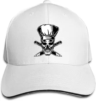 Kafatası Şef Pişirme Kafatası beyzbol şapkası Sandviç Kap güneş şapkaları Vintage Unisex Ayarlanabilir Yıkanabilir Kamyon Şoförü Kapakları