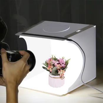 LED ışık kutusu Mini Masaüstü Fotoğraf Stüdyosu Kutusu Katlanır çekim ışığı Kutusu Fotoğraf Photobox çadır ışık kutusu Kiti 6 Renkler Arka Planında