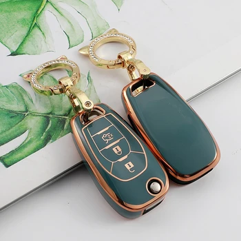 Yeni TPU 3/4 Düğmeler Araba Katlanır Anahtar Kutu katlanır anahtar çantası Chevrolet Cruze Aveo 2014-2022 için Anahtarlık Aksesuarları