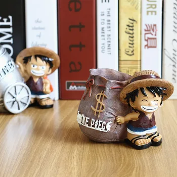 Anime Tek Parça Luffy Reçine ofis kalemi Tutucular Koleksiyon Maymun D Luffy 10cm Masa Kalem Pot Tutucu Aksiyon Figürü Ev Dekor
