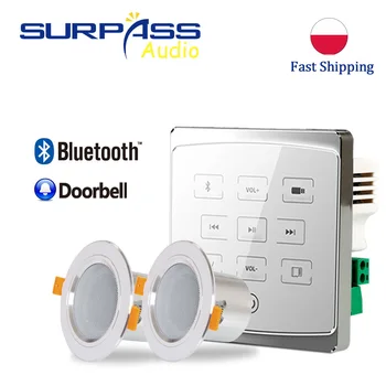 Akıllı Ev Ses Mini Bluetooth Duvar Amplifikatör Dokunmatik Anahtar 2x25W Mini Tavan Hoparlör Banyo TF / AUX / USB Müzik Çalar