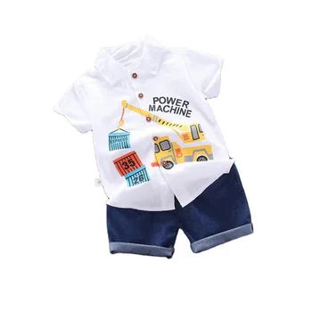 Yaz Yeni çocuk Moda Giyim Erkek Kız Pamuklu Gömlek Şort 2 adet / takım Bebek Karikatür rahat Giyim Çocuklar Eşofman