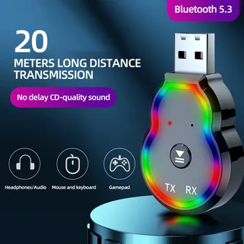 Bluetooth 5.3 Alıcı İle led ışık Bluetooth Adaptörü Araba Müzik Çalma İçin 3.5 mm Aux Kablosu Alıcı Verici Ses Alıcısı