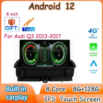 Araba Radyo GPS Navigasyon Multimedya Oynatıcı Video Audi Q3 2013-2017 Android 12 Carplay Aksesuarları Otomatik Monitörler 8 inç