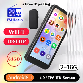 Android Wifi 64gb Bluetooth 8.1 Mp4 Müzik Çalar Dokunmatik Ekran inç Hifi Metal 4.0 Mp4 Kaydedici Mini Video Oynatıcı Destek TF Kart