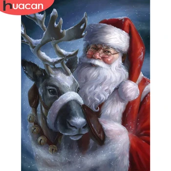 HUACAN 5D Boya Elmas Noel Baba DIY Elmas Boyama Mozaik Noel Geyik El Yapımı Hediye Ev Dekor