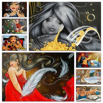 Yeni DİY Elmas boyama Şişman kadın bayan Tam Elmas nakış mozaik resim Karikatür Seksi Güzellik çapraz dikiş Ev dekor E112