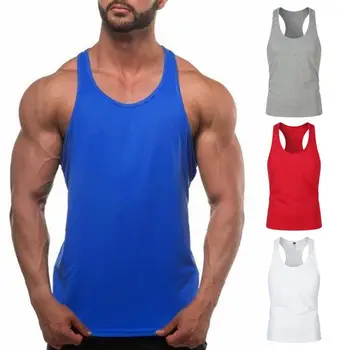 Erkek 2 Paket Spor Salonu Egzersiz Tank Top Y-Geri Stringer Kas Tee Spor Vücut Geliştirme kolsuz tişört