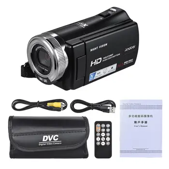 V12 Dijital Video Kamera 1080P Full HD 16X Dijital Zoom Kayıt Kamera w / 3.0 İnç Dönebilen LCD Ekran Desteği Gece Görüş