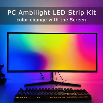 PC LED Şerit Arka Işık Kiti Bilgisayar Rüya Ekran, 5050 SMD Adreslenebilir RGB LED Şerit WS2812B RGBIC, Ambibox ile çalışmak