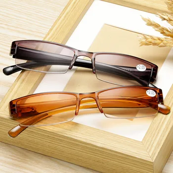 2021 Yeni Moda okuma gözlüğü Yüksek Kaliteli Erkek Kadın Şeffaf Lens Vintage Yarım Çerçeve Presbiyopik Gözlük +1.0,+2.0,+3.0,+4.0