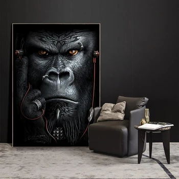 Soyut Hayvan Posteri ve Baskı Siyah Gorilla Maymun Duvar Sanatı Resimleri Tuval Boyama Oturma Odası ev ofis dekorasyonu