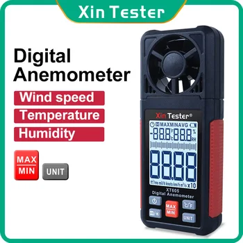 Xın Test Rüzgar Anemometre Dijital hava Hızı Ölçer Windmeter Hız Ölçer Sıcaklık Nem Sensörü Profesyonel XT605