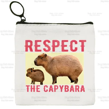Kapibara Komik kadın Çantası Saf Beyaz Çanta Hayvan El Yapımı Bez Çanta TAMAM Yukarı Çekin bozuk para cüzdanı Beyaz Tahta Çanta Çanta