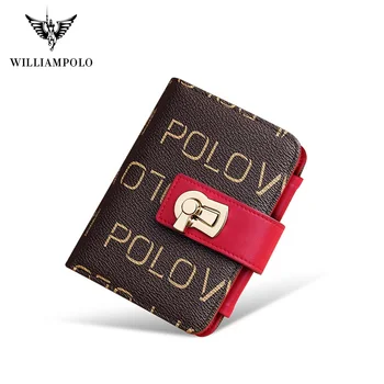 WILLIAMPOLO Yeni Lüks Marka PVC sentetik deri küçük cüzdan Kadın Moda Kredi kart tutucu bozuk para çantaları Iş toka