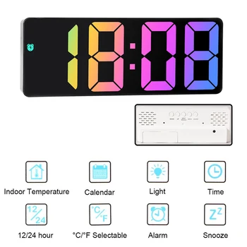 LED Büyük Sayı Ekran Elektronik Saat Ses Kontrolü dijital alarmlı saat Saat Erteleme Sıcaklık Tarih Ekran Masaüstü Masa Saati
