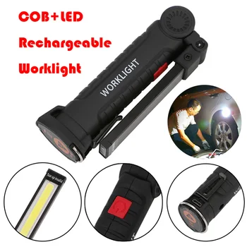 Taşınabilir COB El Feneri USB Şarj Edilebilir Dahili 18650 Pil ile Çok fonksiyonlu Katlanır Çalışma Işığı Kamp Gece Lambası Torch