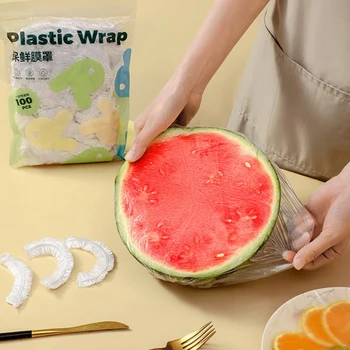100 Adet Tek Kullanımlık yemek örtüsü Plastik Wrap Elastik Gıda Kapakları meyve kaseleri Bardak Kapakları Depolama Mutfak Taze Tutmak koruyucu çantalar