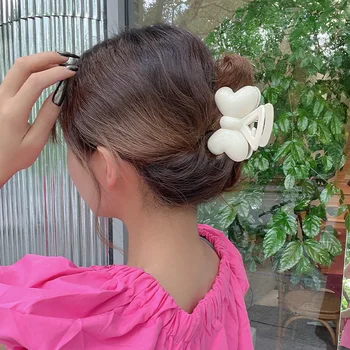 Haimeikang Küçük Boy Yay saç tokası Saç Pençeleri Düz Renk Moda Yaz Tokalar Saç Yengeç saç aksesuarları Styling Aracı