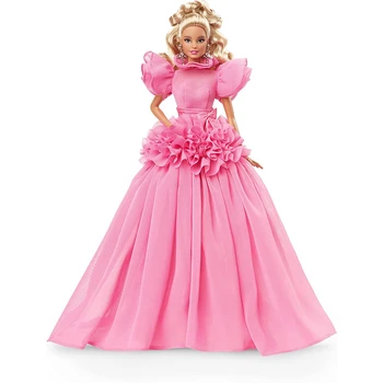 100 % Orijinal Altın Etiket İpektaşı Barbie Bebekler Kızlar için Pembe Elbisesi Toplayıcı Prenses Oyuncaklar Orijinal Marka Mattel Hediye Kutusu