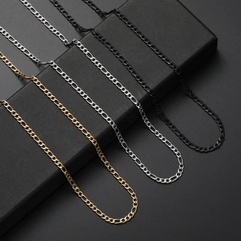 Yeni Genişlik 4mm Paslanmaz Çelik Kaplama Altın Siyah Zincir Kolye Moda Hediye Takı Erkekler ve Kadınlar İçin En Kaliteli 50/55/60/70cm