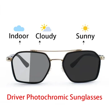 Akıllı Fotokromik Güneş Gözlüğü Erkekler için Profesyonel Gündüz Gece Sürücü Güneş Gözlüğü UV400 Retro Lüks Tasarım Gözlük vintage