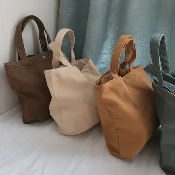 Moda keten çantalar Kadın Düz Renk alışveriş çantası Çevre Dostu Katlanabilir Çanta Bakkal Torbaları Katlanır Cep Tote omuz çantası