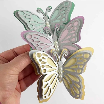 Katmanlı Kelebek 3D Metal Kesme Scrapbooking İçin Ölür Kalıp Kesim Kartı Yapmak Stencil Craft Kalıp Modeli Dekor Şablon Dekorasyon