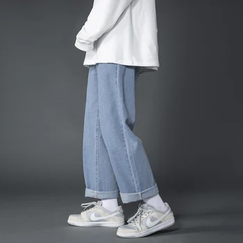 2022 İlkbahar Sonbahar Rahat Düz erkek Kot Streetwear Düz Renk Kot rahat pantolon Adam İçin