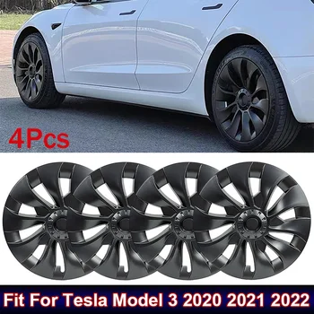 4 Adet / takım 18 inç Araba göbek kapağı s Otomobil göbek kapağı Modifikasyonu Dekoratif Koruma Araba Tekerlek Fit Tesla Modeli 3 2020-2022