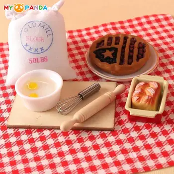 1:12 Evcilik Minyatür Un Çeşni Baharat Torbası Yumurta Çırpıcı Oklava Krem Ekmek Kek Modeli Mutfak Fırında Sahne Dekor Oyuncak