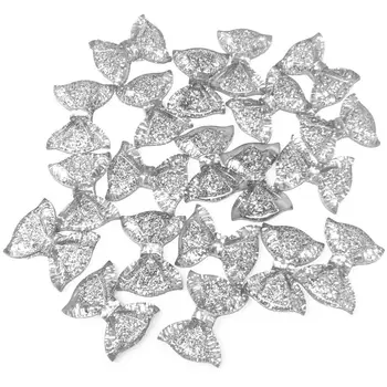 50 adet gümüş parıltılı Yay Flatbacks Reçine Sparkle DIY El Sanatları Cabochons Scrapbooking Bezemeler Cardmaking 23x19mm