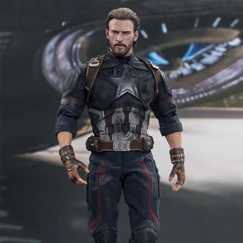 Disney Marvel Avengers 12 inç Sakallı Kaptan Amerika Steve Rogers 1/6 Model El yapımı Süsler Oyma çocuk Oyuncak Hediye