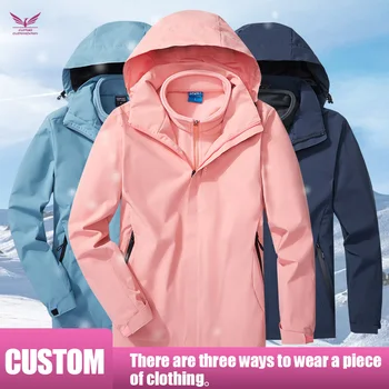 özel ceket işlemeli logo kişilik özelleştirme kadın kapüşonlu sportif üst şirket toptan Erkekler Kış Açık Su Geçirmez ceket