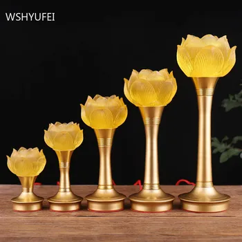 Çin Liuli Lotus Lamba Süsler Ev Plug-in Lamba Aksesuarları Buda Salonu Lamba Süslemeleri Geleneksel Buda Malzemeleri