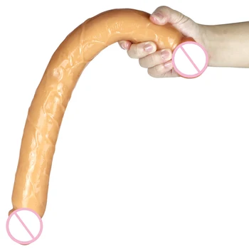 45cm Uzun İki Kafa Yapay Penis Çift Uçlu Lezbiyen Vajinal Anal Plug Esnek Sahte Penis Kadınlar İçin G Noktası Dildos Seks Oyuncakları Kadınlar İçin 18