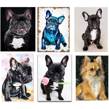 Diy elmas boyama Fransız bulldog tam Kare yuvarlak matkap çapraz dikiş 5d Elmas Nakış mozaik Sanat hayvan köpek pet